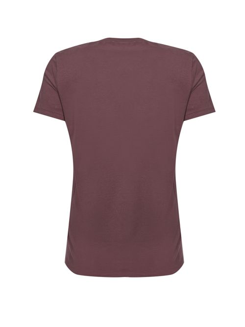 T-shirt in jersey con doppio logo ricamato Merlot Elisabetta Franchi | MA00756E2EA4